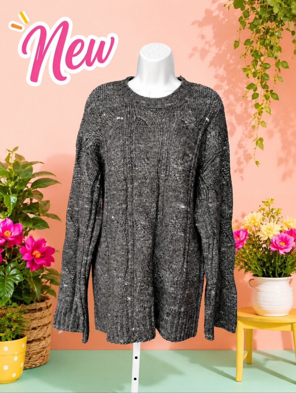 NEW!!! American Eagle Grey Cable Knit Sweater - Size M